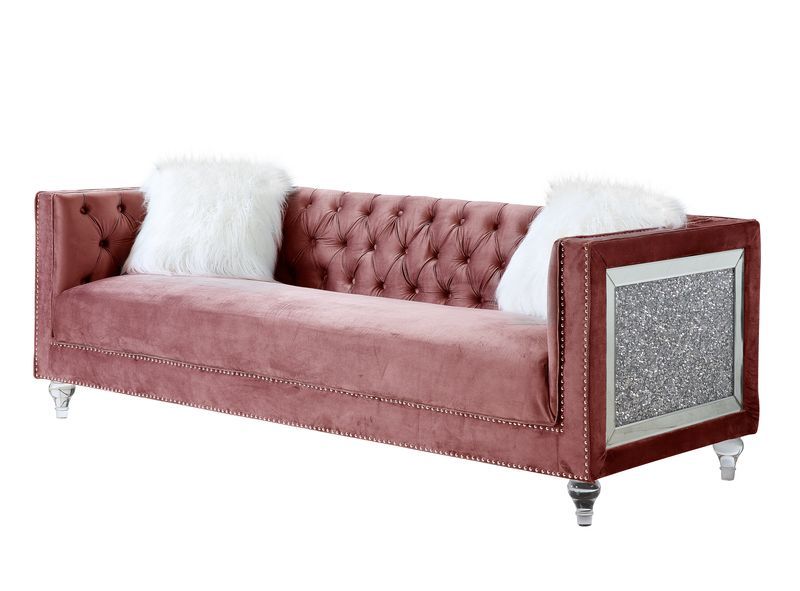 Heiberoll Plush Velvet Sofa LV00327 - Pink or Gray