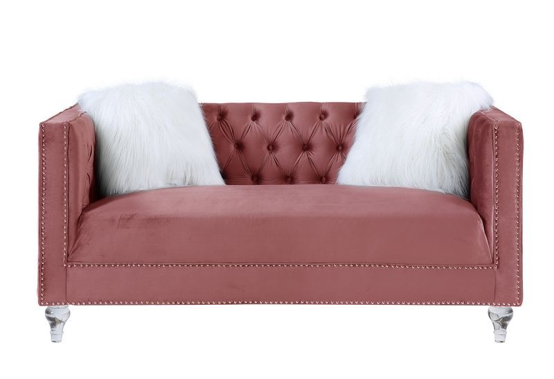 Heiberoll Plush Velvet Sofa LV00327 - Pink or Gray