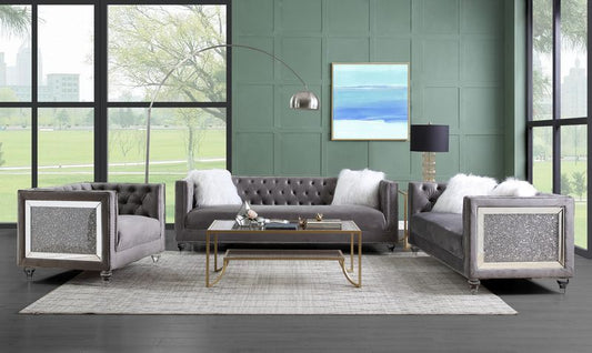 Heiberoll LV00330 Sofa Set - Gray Velvet