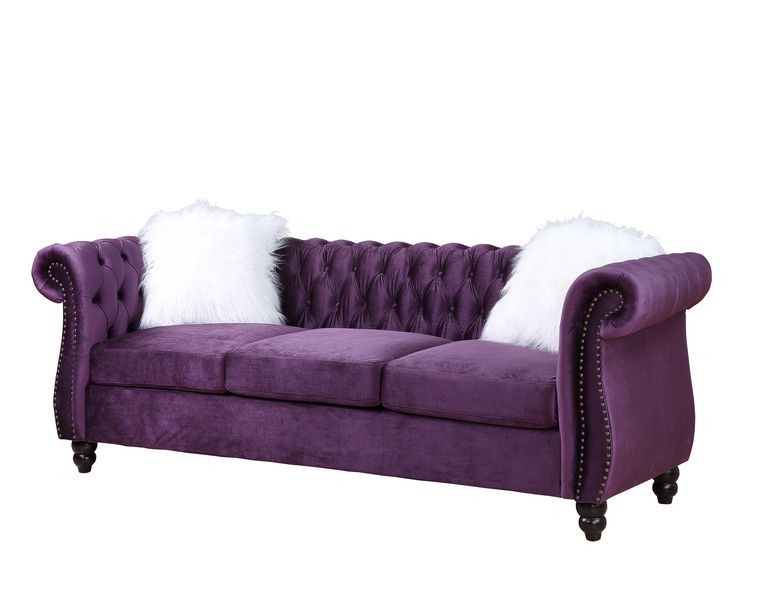 Sofá Thotton de terciopelo morado de Acme Furniture