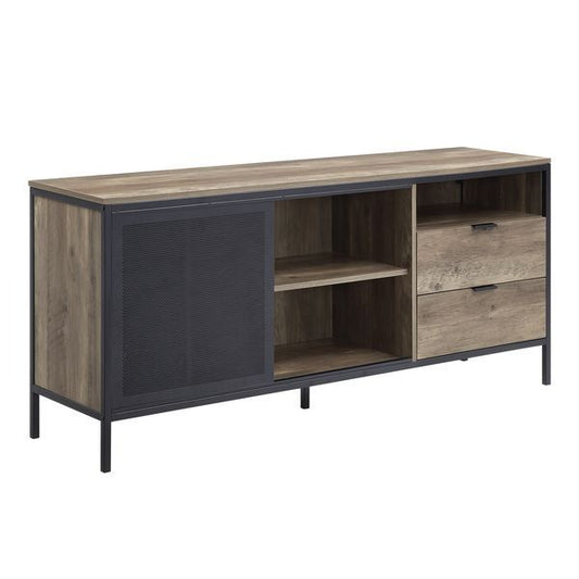 Nantan TV Stand - Rustic Oak, Black Finish