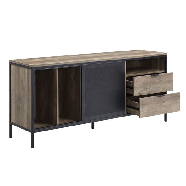 Nantan TV Stand - Rustic Oak, Black Finish