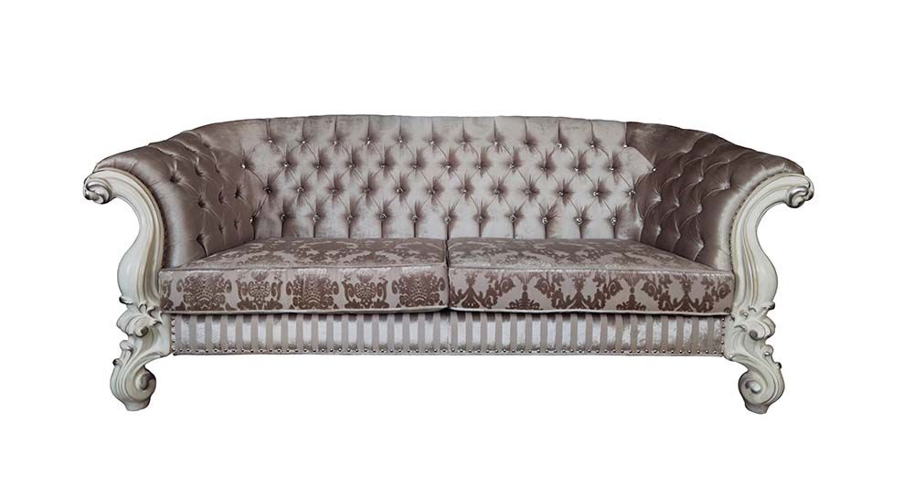 Versailles LV01394 Ivory Fabric & Bone White Finish Sofa by Acme