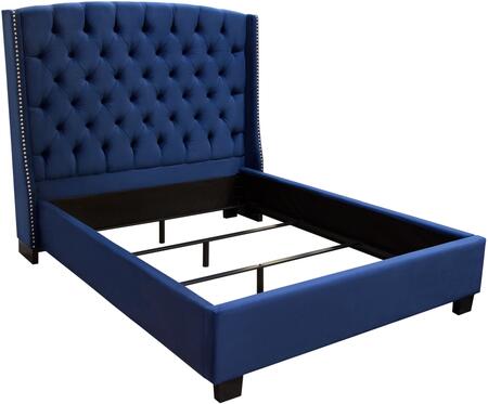 Cama Majestic de perfil bajo de Diamond Sofa ~ Terciopelo azul marino o tostado