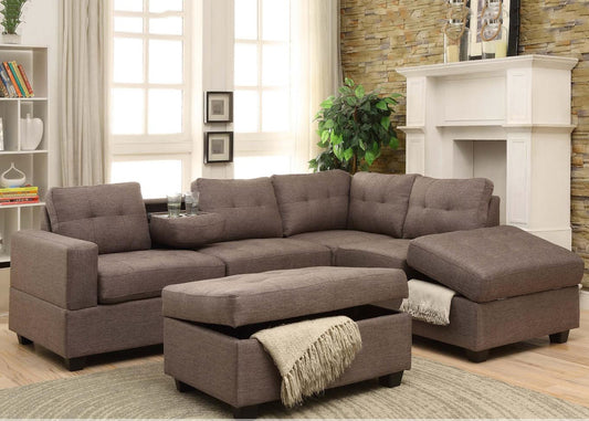 Rena Reversible Sectional w/Drop Down Tray - 2 Colors