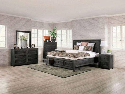 Oakridge Rustic Distressed Bedroom Set EM7074 - Charcoal Finish