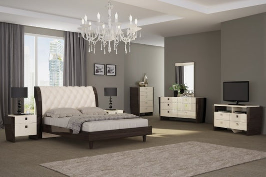 Global United Paris 4 Pc Bedroom Collection - Beige & Wenge