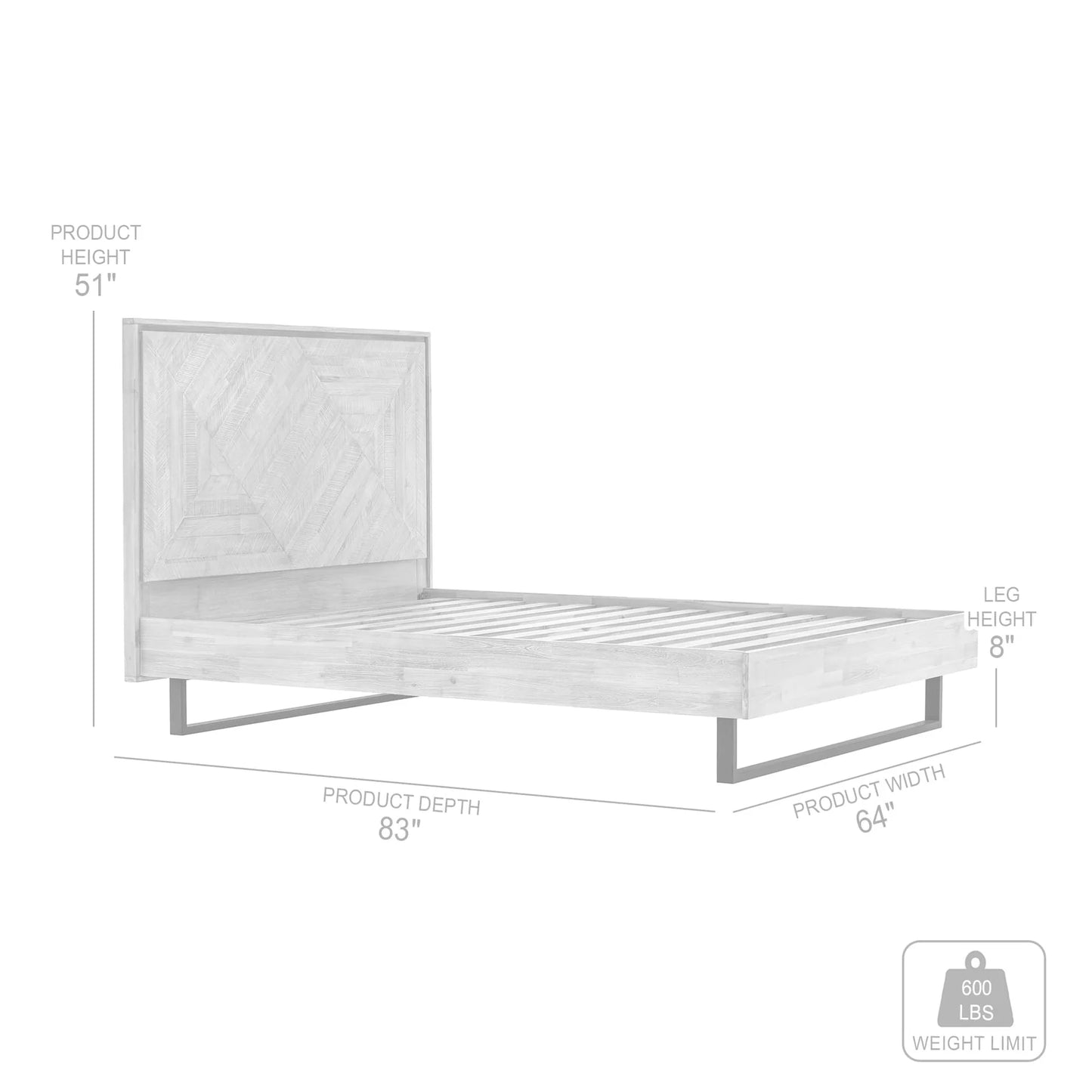 Armen Living Colección de dormitorio de 4 piezas de madera de acacia Peridot