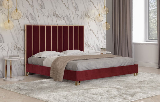 Divani Casa Reyes Modern Red Velvet Bed by VIG