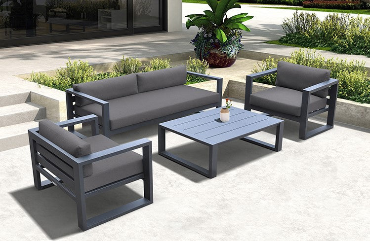 Armen Living Aelani 4 Pc Seating - Gray Aluminum