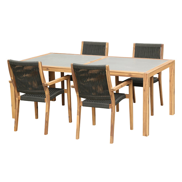 Armen Living Natural Teak Sienna Madsen 5 Pc Outdoor Eucalyptus