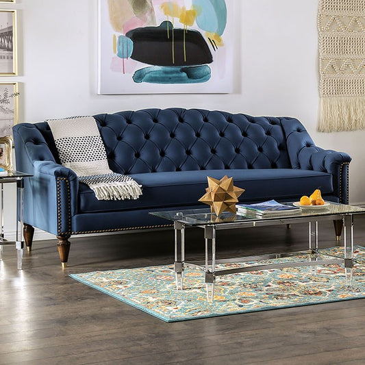 Martinique Sofa & Loveseat Blue Velvet - Made in USA