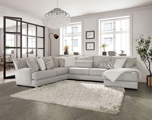 Seccional de chenilla gris Hermiston de Furniture of America