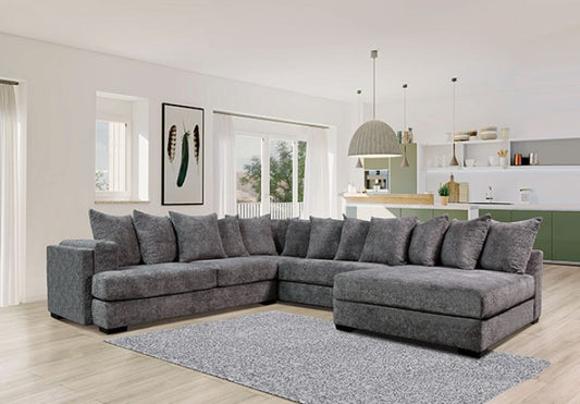 Wolverhampton SM5248 Contemporary Oversized Sectional - Gray Chenille