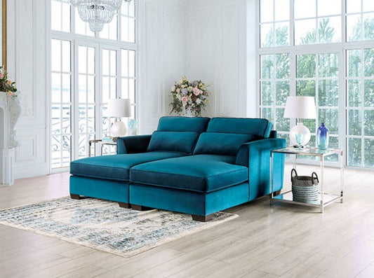 Seccional con chaise doble Peregrine - Terciopelo verde azulado SM5415