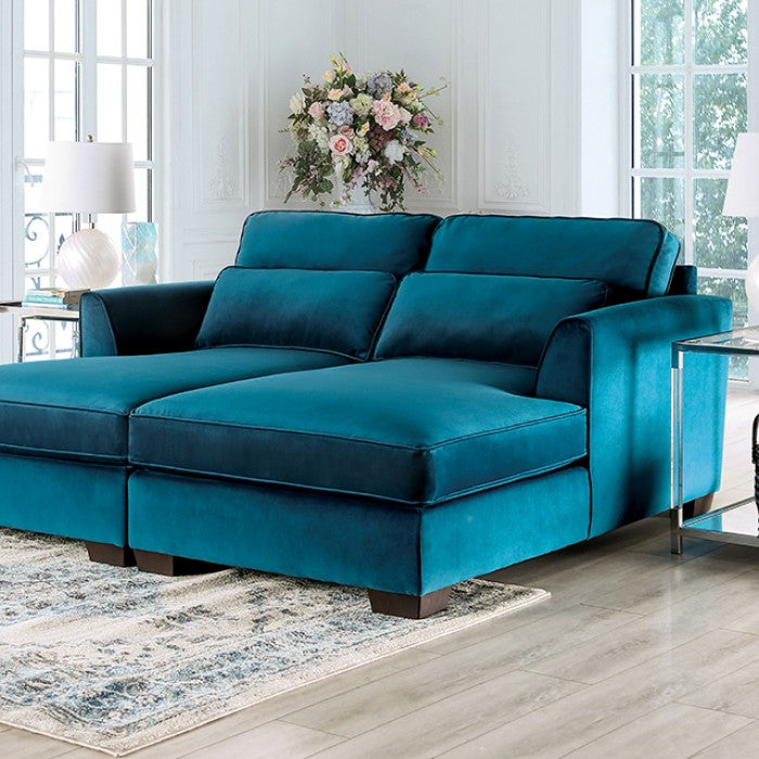 Teal velvet best sale chaise sofa