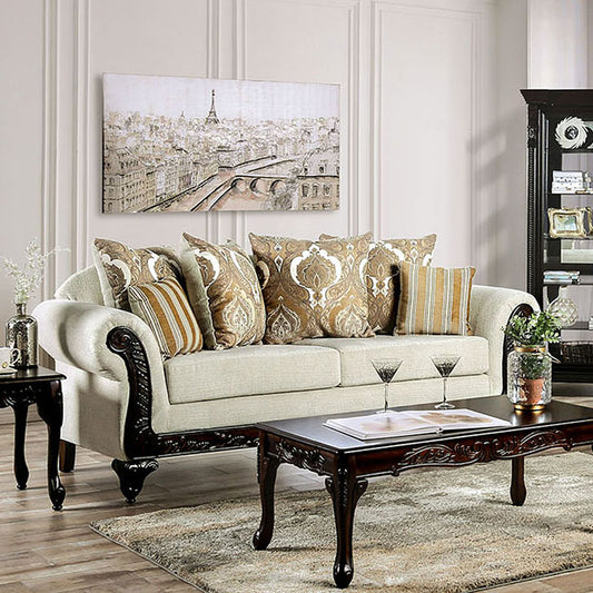 Delizia Traditional Sofa Collection - Cream Chenille