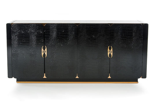 Talin Modern Black Crocodile & Rosegold Buffet