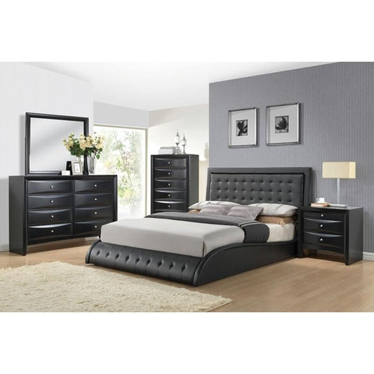 Colección de dormitorio Tirrel - Cama con plataforma con acabado negro