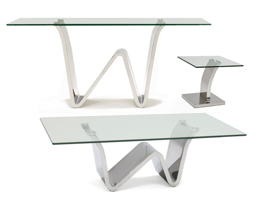 Waverly Occasional Table Collection - Stainless Steel & Glass